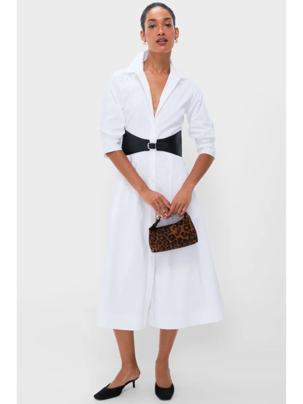 SIMKHAI Olson Belted Midi Dress White Size Large NWT